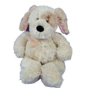 Gund 11" Spot the Plush Dog Puppy Beige Tan 13021 with plaid bow - clean & soft!